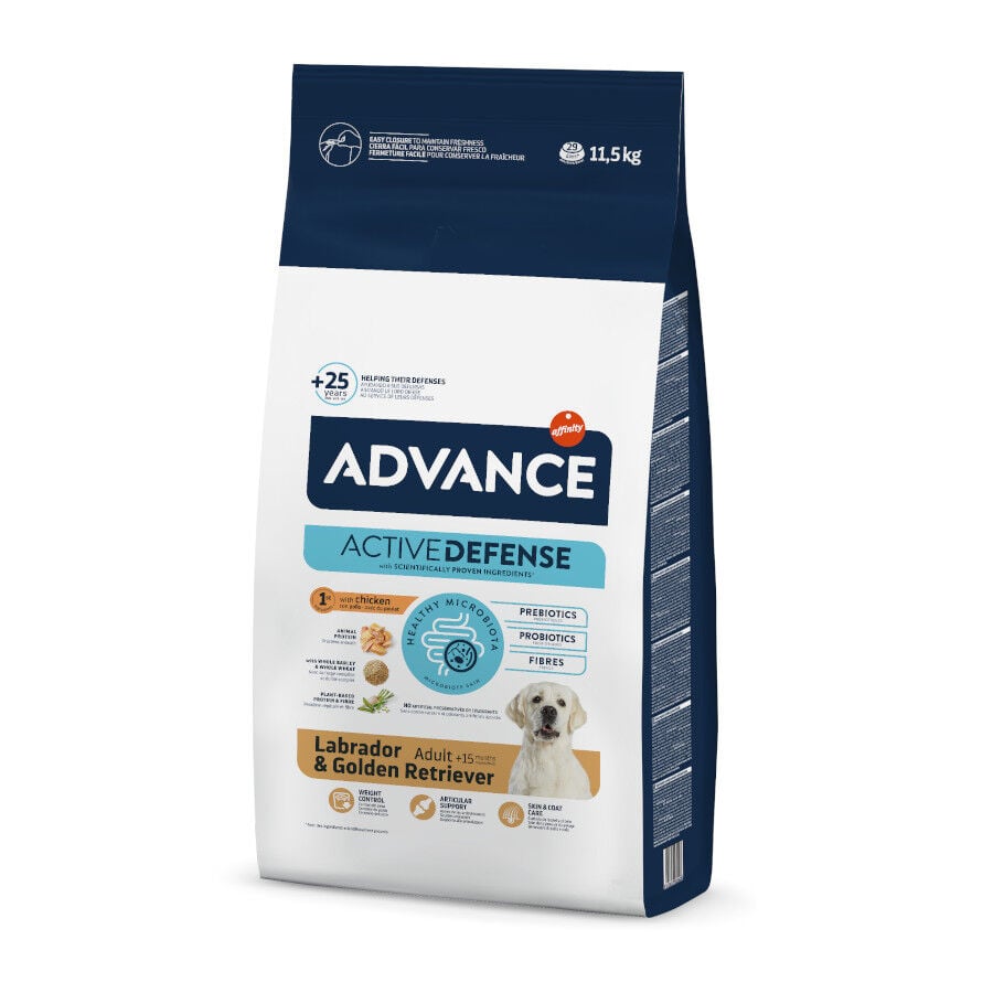11.5 kg Advance Active Defense Adult Labrador & Golden Retriever Pollo y Arroz pienso para perros, , large indicador imagen numero 1