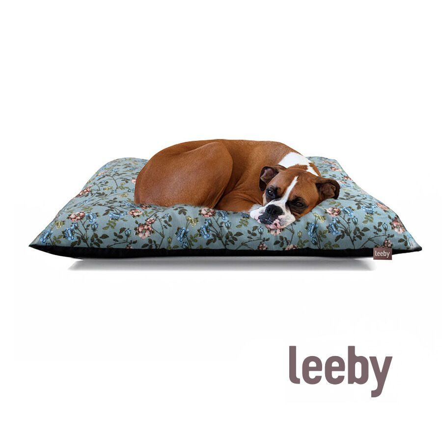 Leeby Coj&iacute;n Acolchado Turquesa de Flores para perros