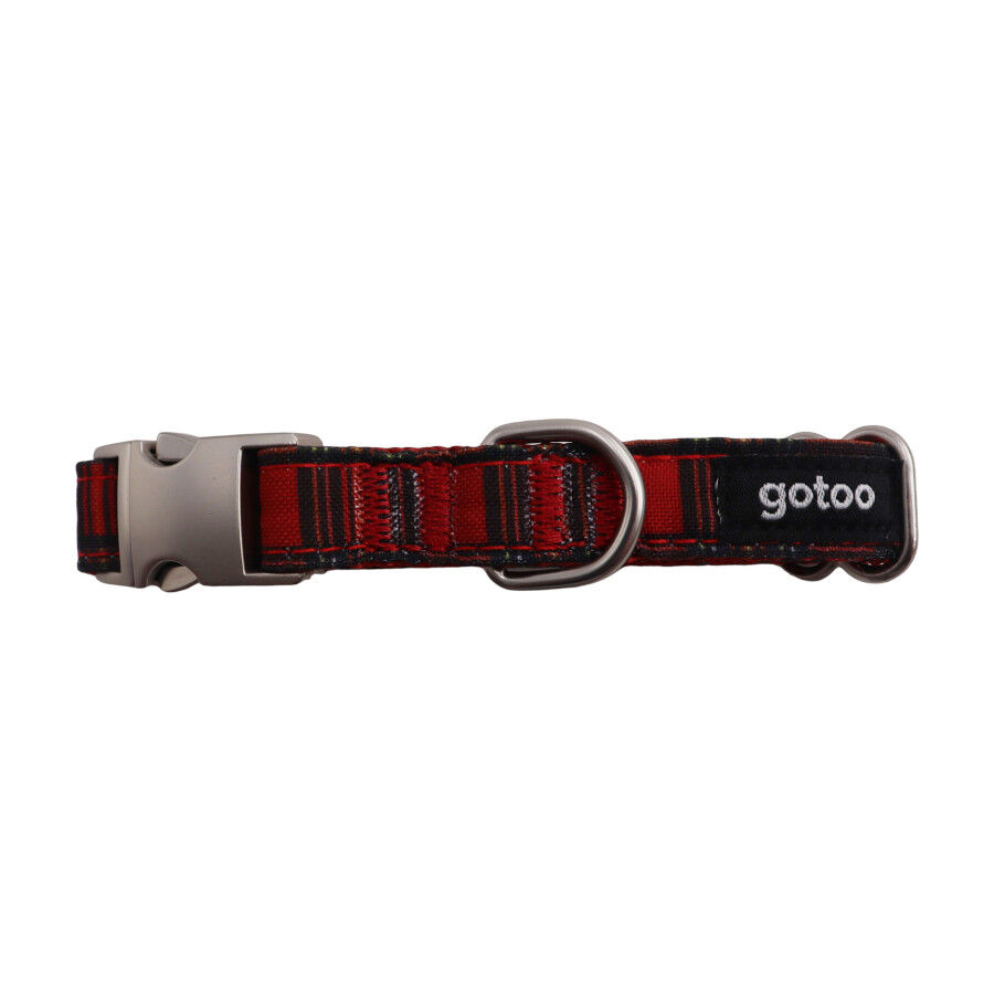 Gotoo Collar estampado tart&aacute;n rojo para perros, , large indicador imagen numero 1