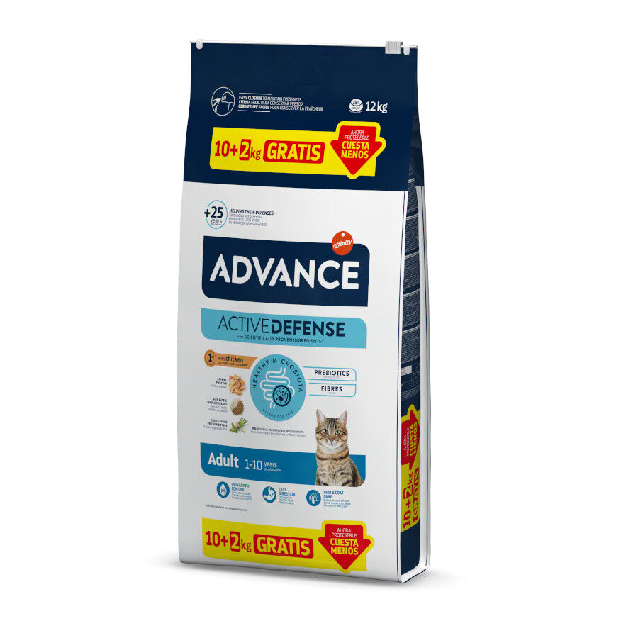 12 kg (10 + 2 kg &iexcl;gratis!) Advance Adult Pollo y Arroz pienso para gatos, , large Imagen numero 1