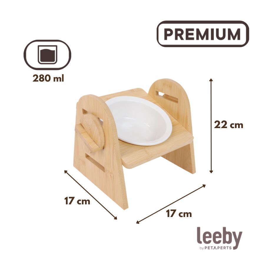 Leeby Comedero Elevado de Madera y Cer&aacute;mica para perros y gatos, , large indicador imagen numero 4