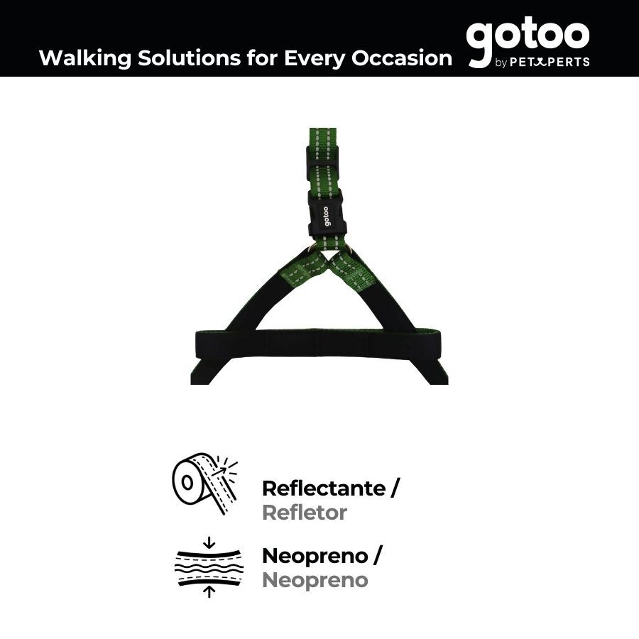 Gotoo Arn&eacute;s reflectante de neopreno verde para perros, , large indicador imagen numero 3