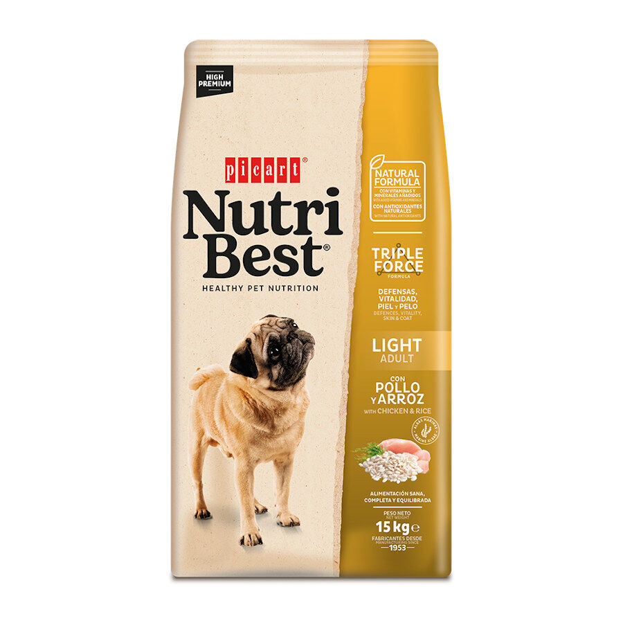 15 kg Nutribest Adult Light Pollo y Arroz pienso para perros, , large Imagen numero 1