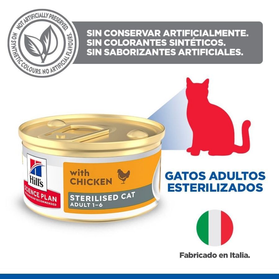 85 g Hill's Science Plan Adult Sterilised Mousse de pollo lata para gatos, , large Imagen numero 3