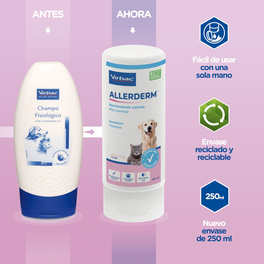 Virbac Allerderm Champ&uacute; Piel Normal para perros y gatos, , large indicador imagen numero 2
