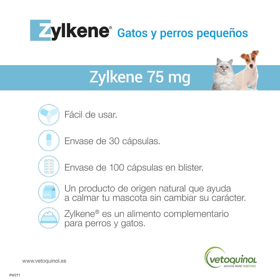 Vetoquinol Zylkene suplemento natural calmante en c&aacute;psulas para perros y gatos, , large indicador imagen numero 4