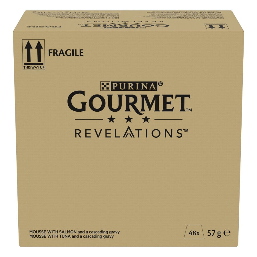 48 tarrinas x 57 g Gourmet Revelations Mousse con Salm&oacute;n y At&uacute;n tarrinas para gatos, , large Imagen numero 1
