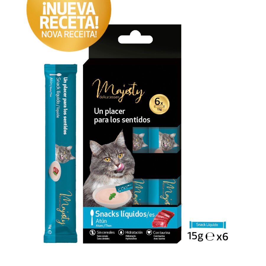 6 sobres x 15 g Majesty At&uacute;n snack l&iacute;quido para gatos, , large indicador imagen numero 2