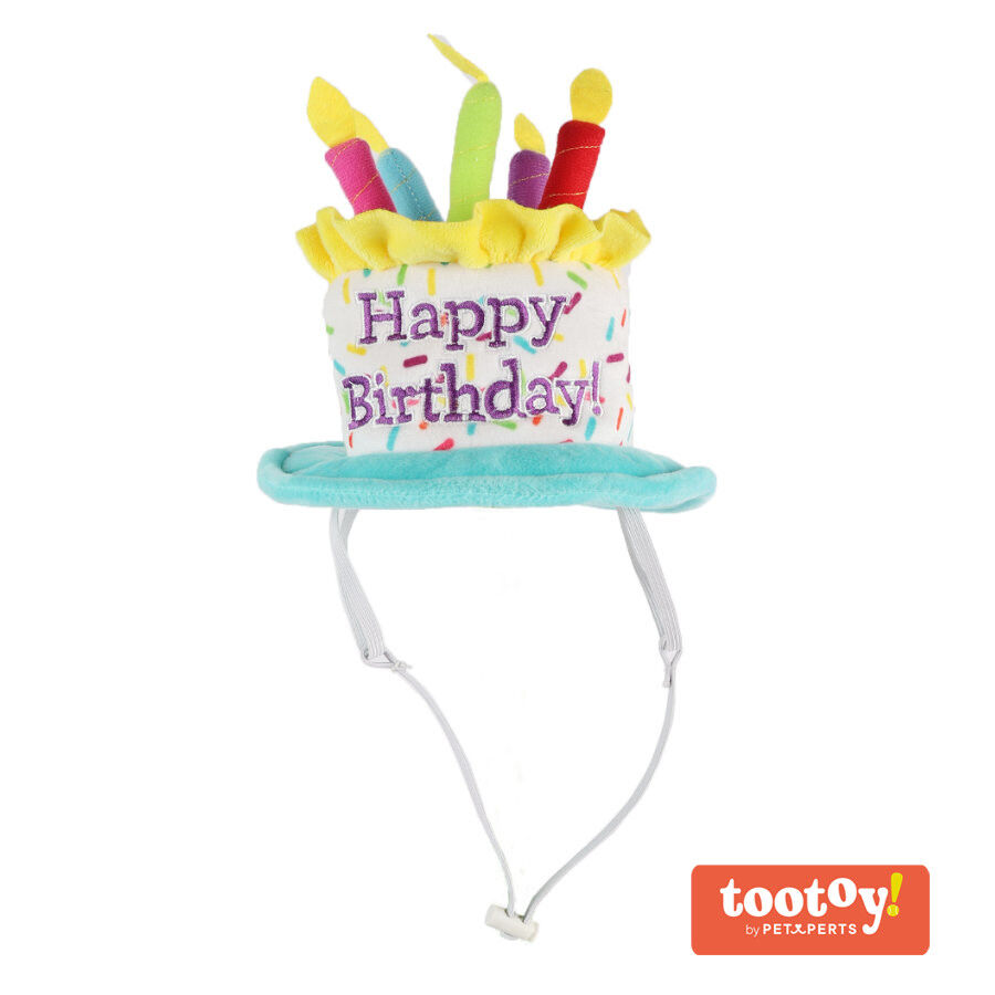 Tootoy! Birthday Hat Multicolor Tarta de Cumplea&ntilde;os Peluche para perros