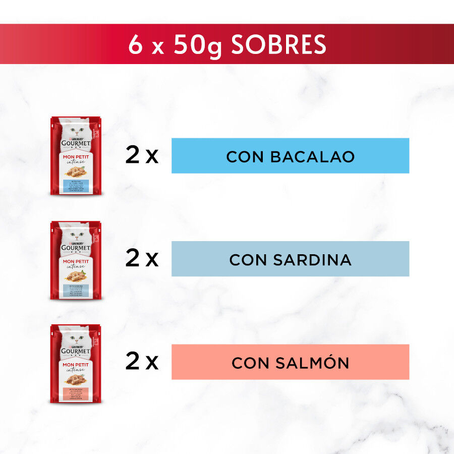 6 sobres x 50 g Gourmet Mon Petit Selecci&oacute;n Pescados en salsa sobre para gatos, , large indicador imagen numero 5