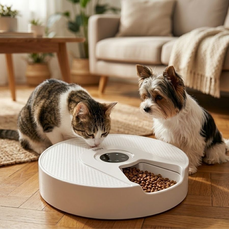 Leeby Comedero Autom&aacute;tico Programable Circular para perros y gatos, , large indicador imagen numero 1