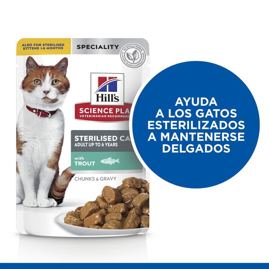 85 g Hill's Science Plan Sterilised Young Adult Trucha Sobre en Salsa para gatos, , large Imagen numero 4