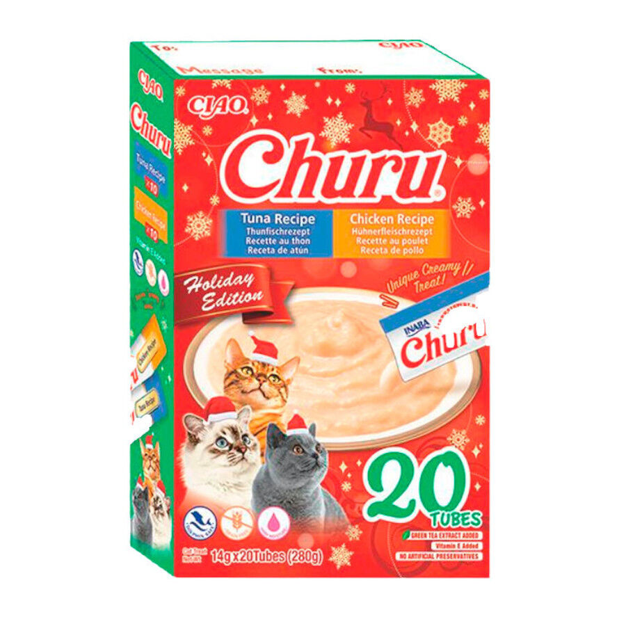 Churu Caja Navidad Pollo y At&uacute;n Snack L&iacute;quido para gatos