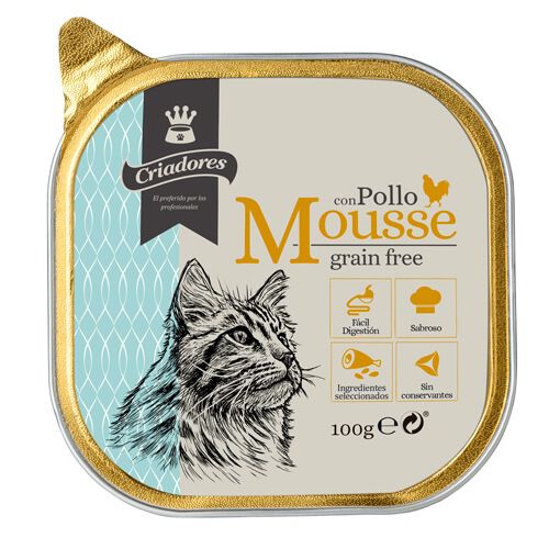 Criadores Mousse Grain Free comida gatos pollo Imagen numero 1