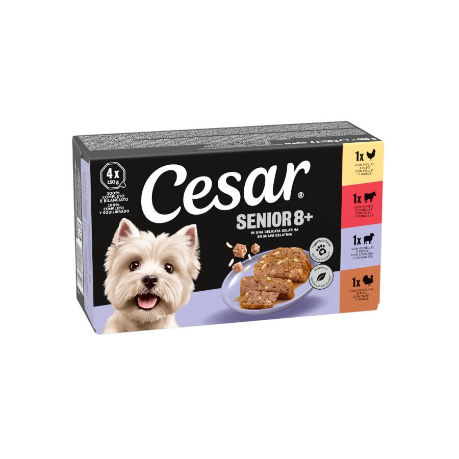 4 tarrinas x 150 g Cesar Carnes Mixtas Tarrina en Gelatina para Perros Senior , , large Imagen numero 1