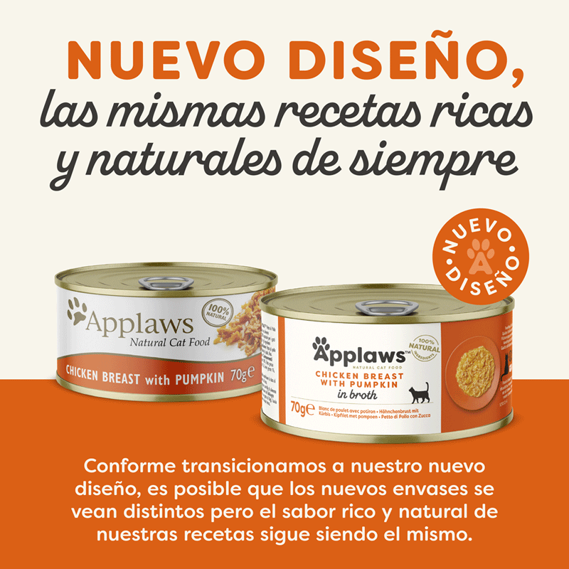 70 g Applaws Pollo y Calabaza lata para gatos, , large Imagen numero 2