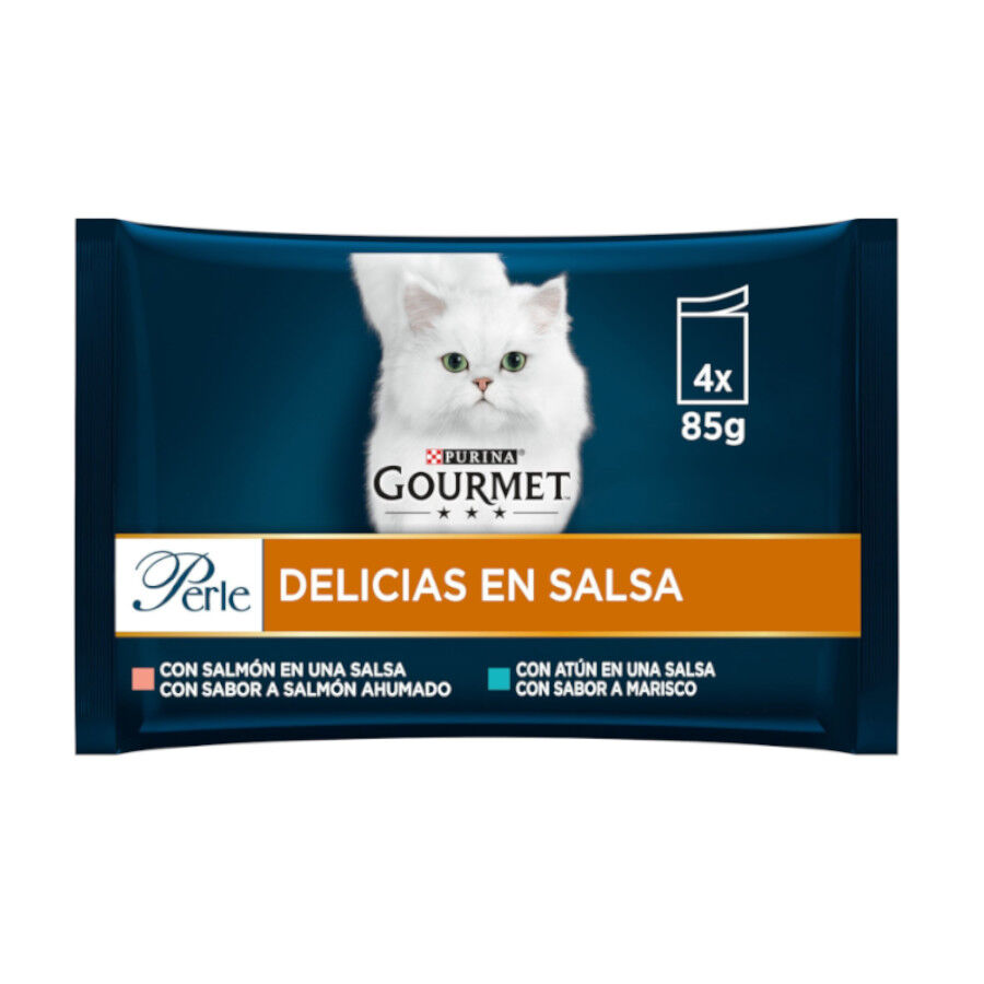 4 sobres x 85 g Gourmet Perle Filetes de Salm&oacute;n y At&uacute;n en salsa sobre para gatos, , large indicador imagen numero 2