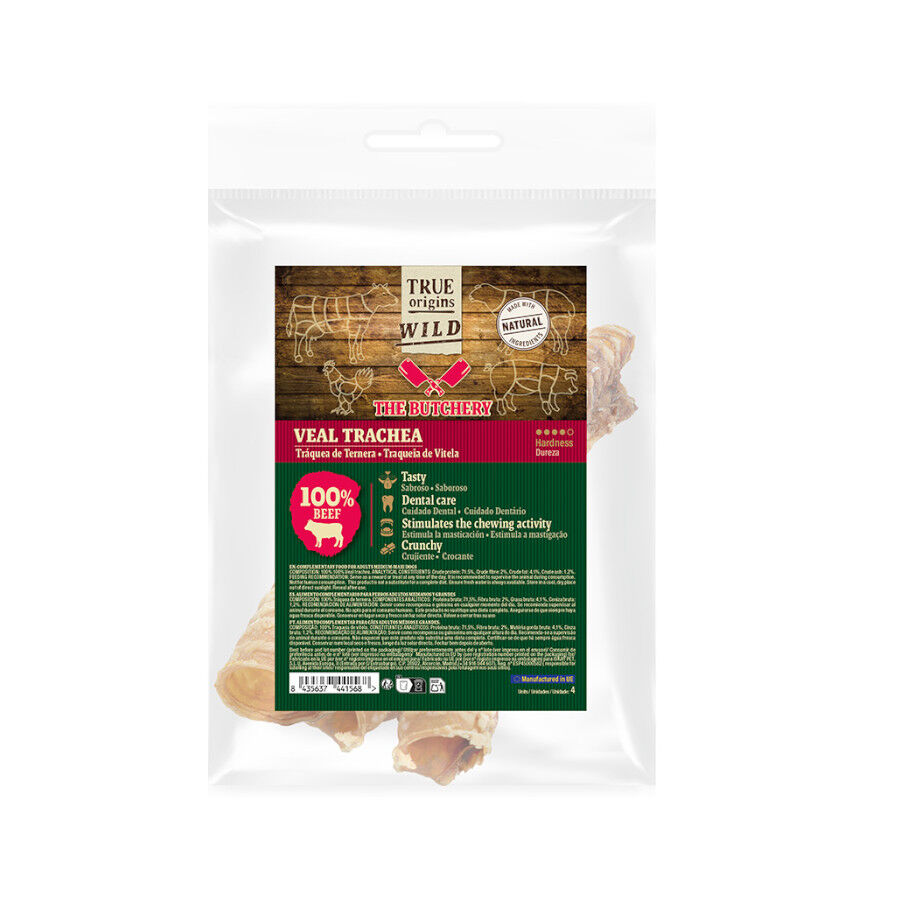 Pack 4 uds. True Origins Wild Tr&aacute;quea Ternera Snack para perros, , large indicador imagen numero 2