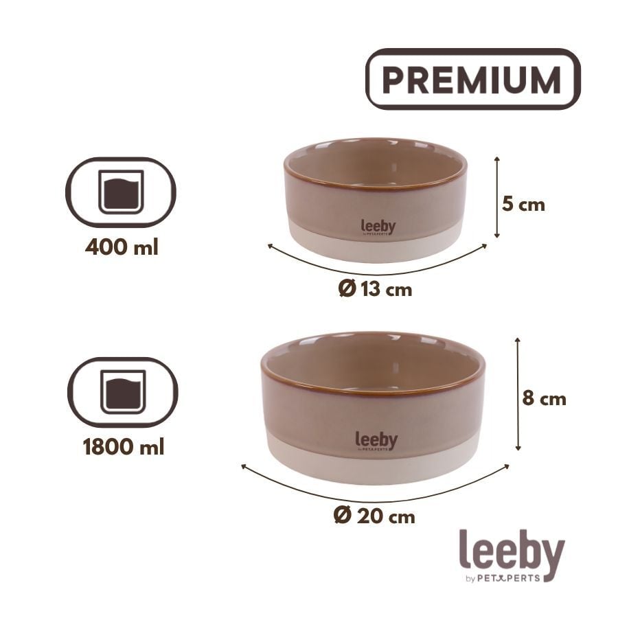 Leeby Comedero de Cer&aacute;mica Marr&oacute;n y Blanco para perros, , large indicador imagen numero 4