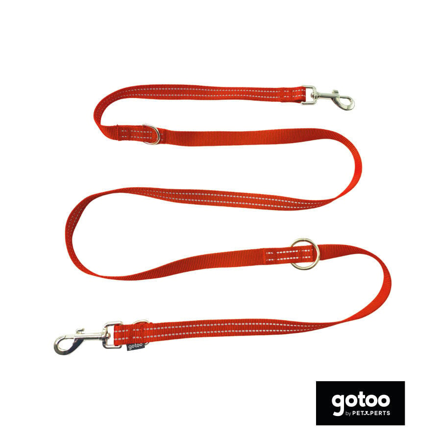 Gotoo Correa multiposici&oacute;n de nylon roja para perros