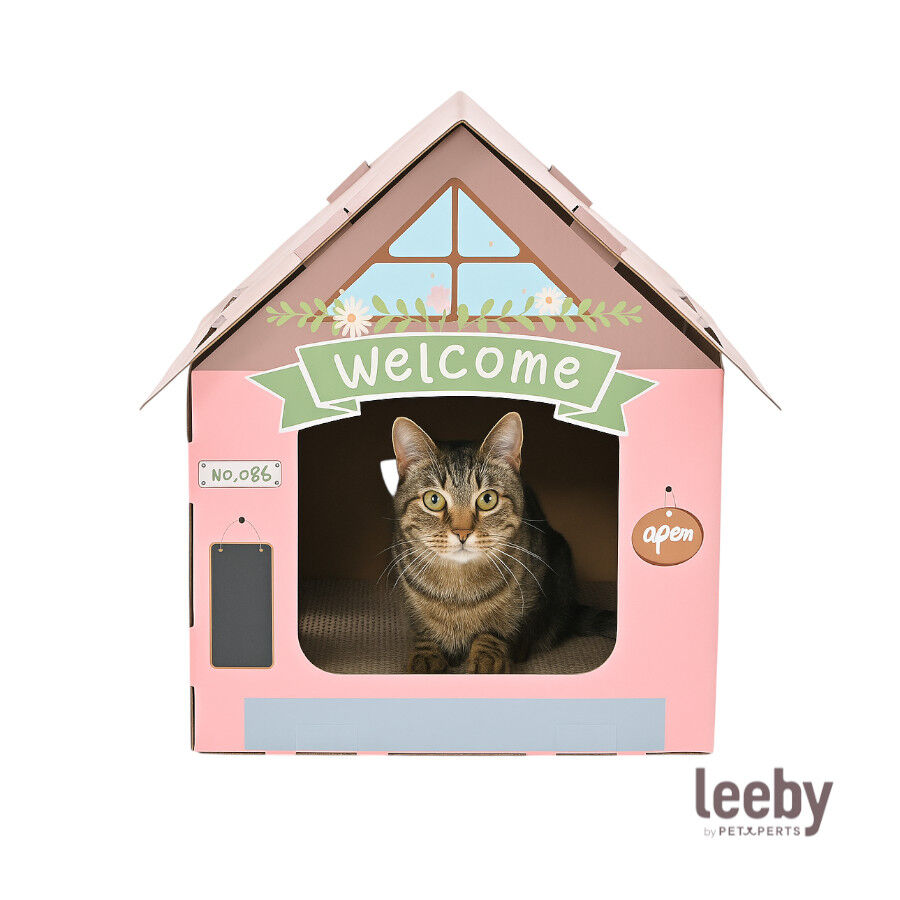 Leeby Hattie casita rascador de cart&oacute;n rosa para gatos, , large indicador imagen numero 2