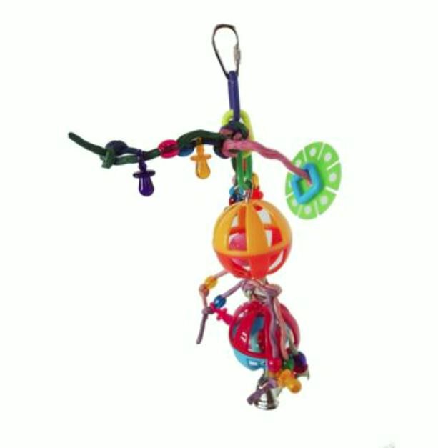 Flamingo Juguete Cadena Colgante con pelotas y cuerdas para p&aacute;jaros