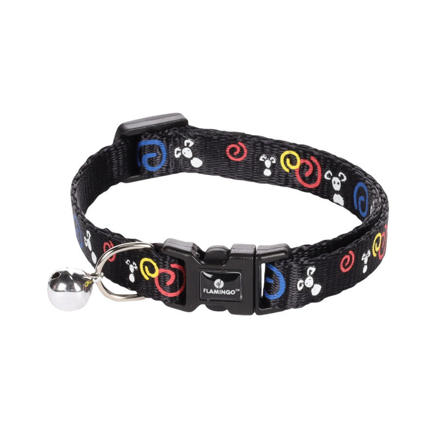 Flamingo Collar Ziggi Estampado Negro para gatos, , large Imagen numero 1