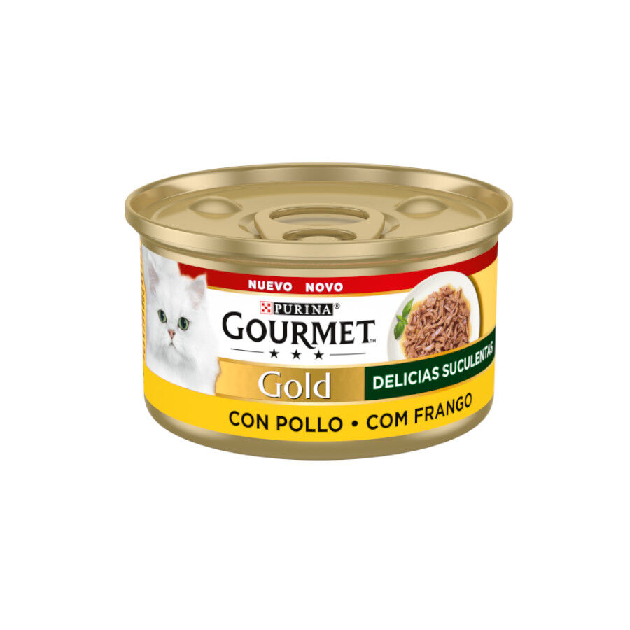 85 g Gourmet Gold Delicias Suculentas Pollo en Salsa lata para gatos, , large indicador imagen numero 2