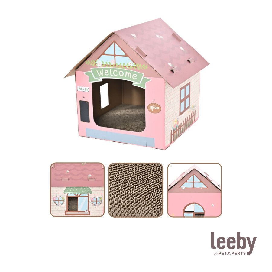 Leeby Hattie casita rascador de cart&oacute;n rosa para gatos, , large indicador imagen numero 7