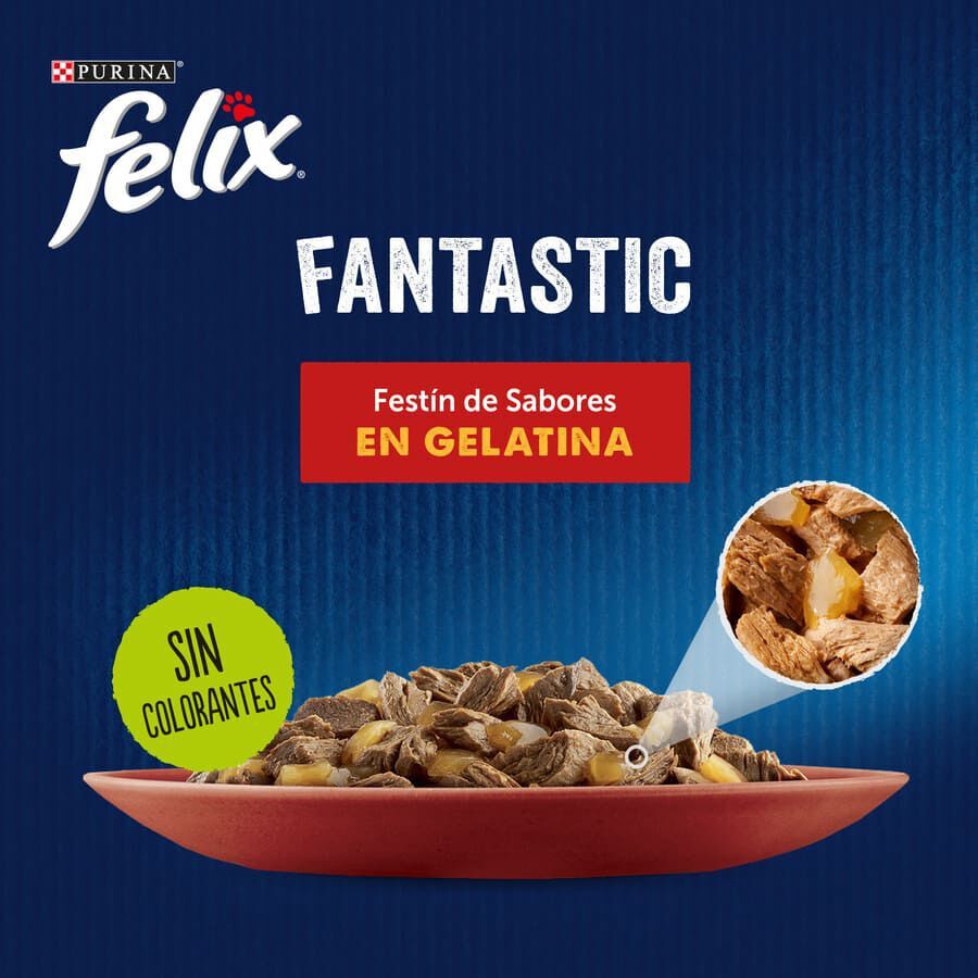 24 sobres x 85 g Felix Fantastic Carne en Gelatina sobre para gatos, , large Imagen numero 2