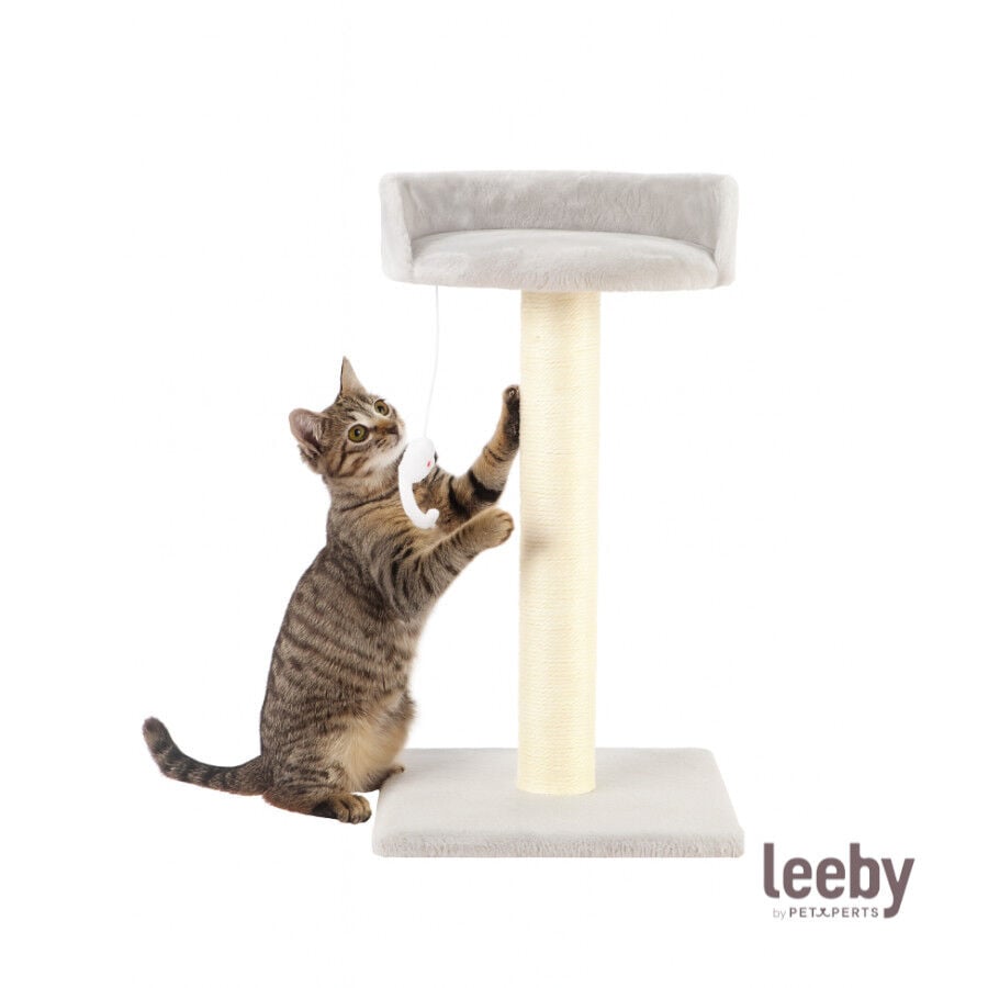 Leeby Tigrou rascador con cama y juguete gris para gatos, , large indicador imagen numero 2