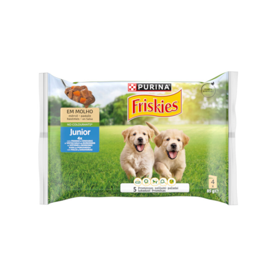4 sobres x 85 g Purina Friskies Comida Humeda para perros j&oacute;venes, con pollo y zanahoria, , large indicador imagen numero 1