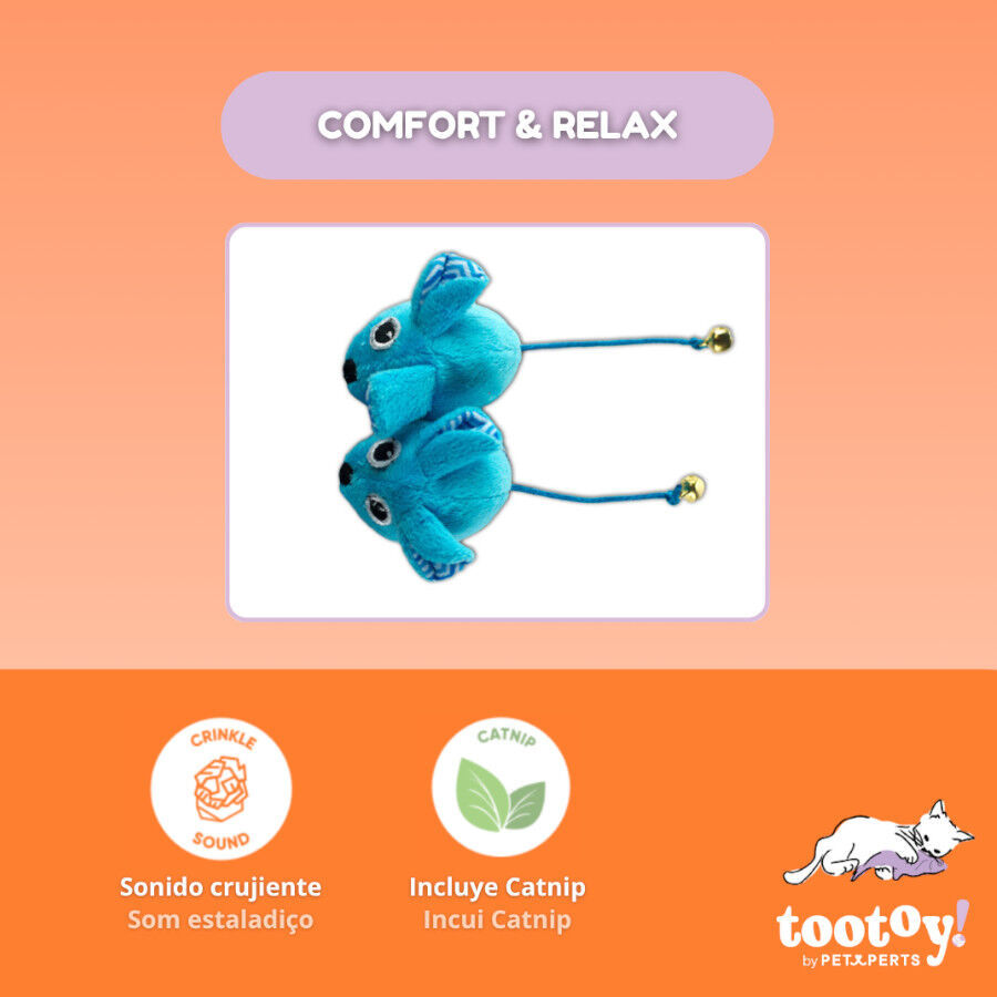 Tootoy! Pack de 2 Ratones con Catnip y Cascabel Azules para gatos, , large indicador imagen numero 3