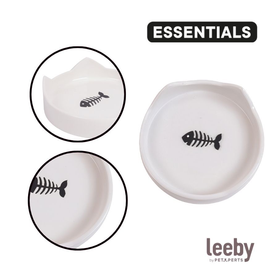 Leeby Comedero de Cer&aacute;mica Blanco con Orejitas para gatos, , large indicador imagen numero 3