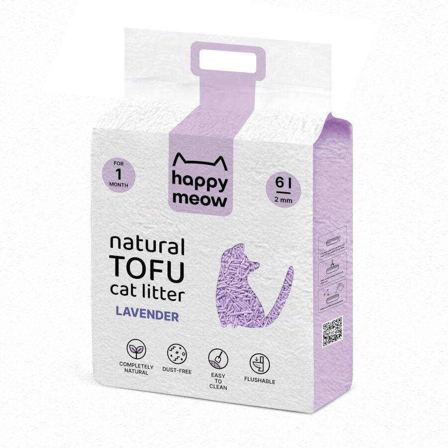 6 L Happy Meow Natural Tofu Aglomerante Lavanda para gatos, , large indicador imagen numero 2