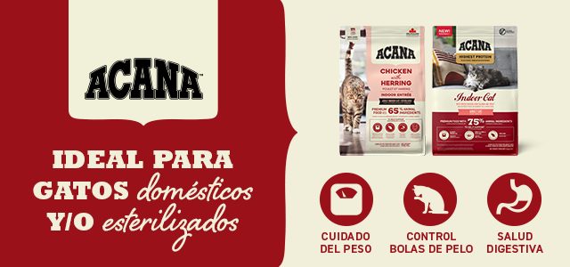 Acana Indoor Entree. Ideal para gatos de interior, domésticos y esterilizados
