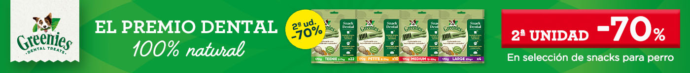 Greenies: -70% en la 2ª unidad en selección de snacks dentales para perro