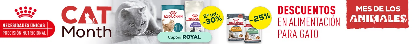 Royal Canin: -30% en la 2ª unidad en selección de pienso y -25% en selección de comida húmeda para gato