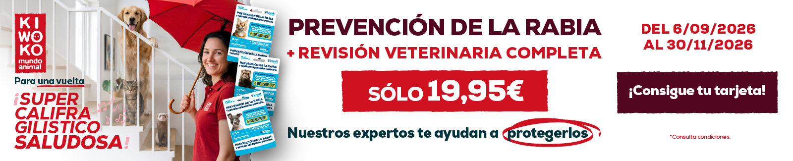Prevenci&oacute;n de la rabia + revisi&oacute;n veterinaria completa